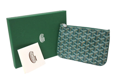 新品未使用 GOYARD ゴヤール セナPM クラッチバッグ SENAT2PMLTY09CL09P レザー PVC グリーン シルバー金具 中古 65240
