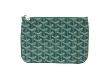 画像をギャラリービューアに読み込む, 新品未使用 GOYARD ゴヤール セナPM クラッチバッグ SENAT2PMLTY09CL09P レザー PVC グリーン シルバー金具 中古 65240
