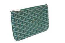 画像をギャラリービューアに読み込む, 新品未使用 GOYARD ゴヤール セナPM クラッチバッグ SENAT2PMLTY09CL09P レザー PVC グリーン シルバー金具 中古 65240