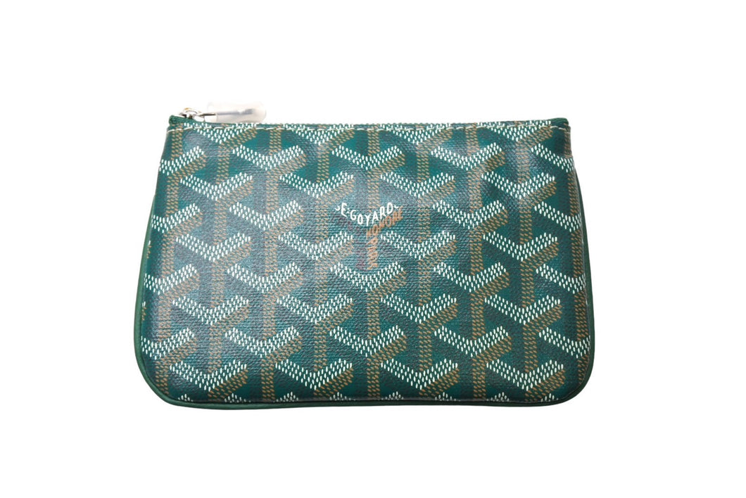 新品未使用 GOYARD ゴヤール セナ ミニ ポーチ SENAT2MINTY09CL09P レザー PVC グリーン ヘリンボーン 中古 65242