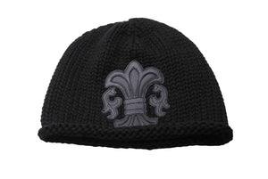 新品未使用 ChromeHearts クロムハーツ ニットキャップ フローラルパッチ BSフレアボタン カシミヤ シルバー925 ONESIZE 65245
