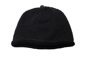 新品未使用 ChromeHearts クロムハーツ ニットキャップ フローラルパッチ BSフレアボタン カシミヤ シルバー925 ONESIZE 65245