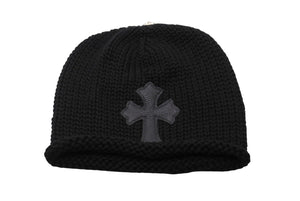 新品未使用 ChromeHearts クロムハーツ ニットキャップ セメタリークロスパッチ クロスボタン コットン シルバー925 ONESIZE 65246