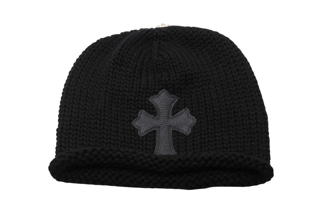 新品未使用 ChromeHearts クロムハーツ ニットキャップ セメタリークロスパッチ クロスボタン コットン シルバー925 ONESIZE 65246