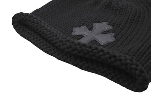 新品未使用 ChromeHearts クロムハーツ ニットキャップ セメタリークロスパッチ クロスボタン コットン シルバー925 ONESIZE 65246