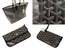 画像をギャラリービューアに読み込む, 新品未使用 GOYARD ゴヤール SAINTLOUIS PM VERT サンルイPM トートバッグ ゴヤールディンキャンバス ブラック カーフスキン 65249