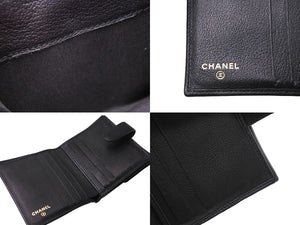 CHANEL シャネル 二つ折り財布 カメリア ココマーク ラムスキン Wホック 15番台 2011年 ブラック ゴールド金具 美品 中古 65265