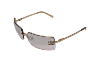 極美品 CHANEL シャネル サングラス ココマーク ラインストーン 4104-B ゴールド金具 サイズ62□15 ブラウン 中古 65266