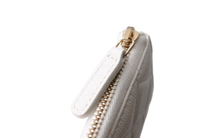 極美品 CHANEL シャネル ココマーク コインケース 財布 ランダム イタリア製 キャビアスキン ホワイト ゴールド 中古 65267
