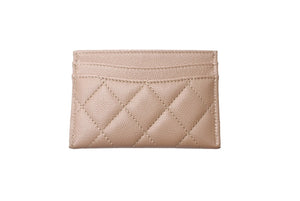 極美品 CHANEL シャネル カードケース ココマーク シリアルランダム キャビアスキン ベージュ ゴールド金具 中古 65269