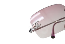 Load image into Gallery viewer, 新品同様 CHANEL シャネル サングラス ココマーク ラインストーン 4017-D シルバー金具 サイズ62□17 ピンク 中古 65270