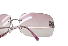 Load image into Gallery viewer, 新品同様 CHANEL シャネル サングラス ココマーク ラインストーン 4017-D シルバー金具 サイズ62□17 ピンク 中古 65270