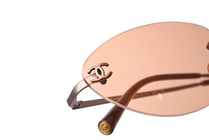CHANEL シャネル サングラス 眼鏡 ココマーク リムレス 4003 サイズ53□19 130 オレンジ 美品 中古 65282