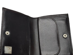 極美品 FENDI フェンディ 二つ折り財布 コンパクト レザ―キャンバス シルバー金具 ズッカ柄 ブラウン 中古 65290 