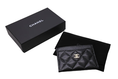 未使用品 CHANEL シャネル クラシック カードケース ココマーク キャビアスキン グレインドカーフスキン AP0213 ブラック ゴールド 中古 65302