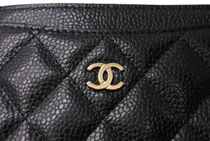 未使用品 CHANEL シャネル クラシック カードケース ココマーク キャビアスキン グレインドカーフスキン AP0213 ブラック ゴールド 中古 65302