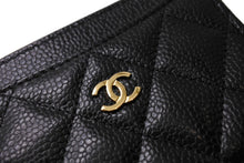 画像をギャラリービューアに読み込む, 未使用品 CHANEL シャネル クラシック カードケース ココマーク キャビアスキン グレインドカーフスキン AP0213 ブラック ゴールド 中古 65302
