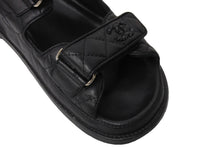 Load image into Gallery viewer, CHANEL シャネル サンダル ココマーク ラムスキン シルバー金具 G31848 サイズ37 ブラック 美品 中古 65309