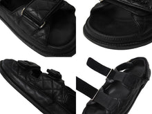 Load image into Gallery viewer, CHANEL シャネル サンダル ココマーク ラムスキン シルバー金具 G31848 サイズ37 ブラック 美品 中古 65309
