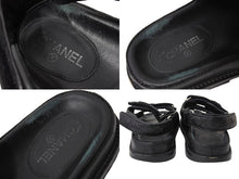Load image into Gallery viewer, CHANEL シャネル サンダル ココマーク ラムスキン シルバー金具 G31848 サイズ37 ブラック 美品 中古 65309