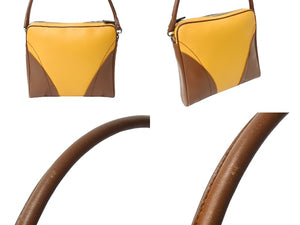 PRADA プラダ ハンドバッグ トートバッグ ワンショルダーバッグ イタリア製 レザー イエロー ブラウン シルバー 美品 中古 65317 