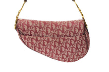 画像をギャラリービューアに読み込む, Christian Dior クリスチャンディオール サドルバッグ ハンドバッグ トロッター柄 キャンバス レザー レッド 美品 中古 65320