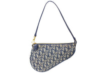 Load image into Gallery viewer, Christian Dior クリスチャンディオール ワンショルダー サドルバッグ トロッター柄 ゴールド金具 ハンドバッグ ネイビー 良品 中古 65321