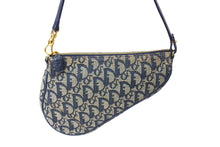 Load image into Gallery viewer, Christian Dior クリスチャンディオール ワンショルダー サドルバッグ トロッター柄 ゴールド金具 ハンドバッグ ネイビー 良品 中古 65321
