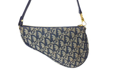 Load image into Gallery viewer, Christian Dior クリスチャンディオール ワンショルダー サドルバッグ トロッター柄 ゴールド金具 ハンドバッグ ネイビー 良品 中古 65321