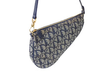 Load image into Gallery viewer, Christian Dior クリスチャンディオール ワンショルダー サドルバッグ トロッター柄 ゴールド金具 ハンドバッグ ネイビー 良品 中古 65321