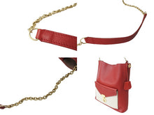 Load image into Gallery viewer, CELINE セリーヌ ショルダーバッグ レターバッグ フィービー期 バイカラー レザー ゴールド金具 レッド ベージュ 美品 中古 65322