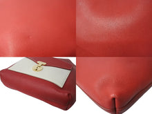 Load image into Gallery viewer, CELINE セリーヌ ショルダーバッグ レターバッグ フィービー期 バイカラー レザー ゴールド金具 レッド ベージュ 美品 中古 65322