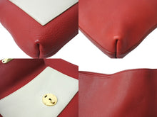 Load image into Gallery viewer, CELINE セリーヌ ショルダーバッグ レターバッグ フィービー期 バイカラー レザー ゴールド金具 レッド ベージュ 美品 中古 65322