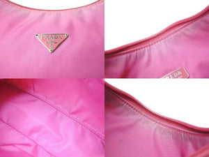 PRADA プラダ ホーボー ハンドバッグ MV515 トライアングルロゴ テスートナイロン ピンクベージュ 美品 中古 65323 