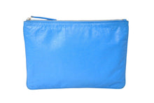 Load image into Gallery viewer, BALENCIAGA バレンシアガ スーパーマーケット クラッチバッグ 528147 レザー ブルー グレー シルバー金具 美品 中古 65324