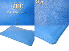 Load image into Gallery viewer, BALENCIAGA バレンシアガ スーパーマーケット クラッチバッグ 528147 レザー ブルー グレー シルバー金具 美品 中古 65324