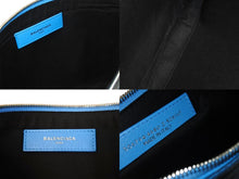 Load image into Gallery viewer, BALENCIAGA バレンシアガ スーパーマーケット クラッチバッグ 528147 レザー ブルー グレー シルバー金具 美品 中古 65324