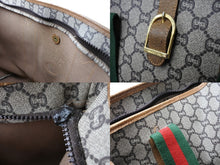 画像をギャラリービューアに読み込む, GUCCI グッチ トートバッグ オールドグッチ シェリーライン GG柄 PVCレザー ゴールド金具 グリーン レッド ブラウン 良品 中古 65325 