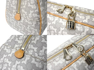 CELINE セリーヌ ハンドバッグ 馬車柄 鍵付き PVC ホワイト グレー ベージュ 美品 中古 65326