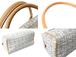 CELINE セリーヌ ハンドバッグ 馬車柄 鍵付き PVC ホワイト グレー ベージュ 美品 中古 65326