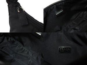 PRADA プラダ ホーボー ハンドバッグ ショルダーバッグ MV515 トライアングルロゴ テスートナイロン ブラック 美品 中古 65331