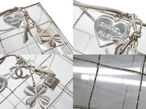 CHANEL シャネル ココマークアイコン アクリルケース ビーズ チェーンショルダーバッグ チャーム クリア シルバー金具 美品 中古 65333