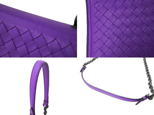 BOTTEGAVENETA ボッテガヴェネタ チェーンショルダーバッグ イントレチャート WS7490 手鏡 レザー パープル 美品 中古 65336