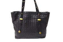 Load image into Gallery viewer, BOTTEGA VENETA ボッテガヴェネタ イントレチャート ハンドバッグ 162937 V00A2 1000 レザー ブラック ゴールド 美品 中古 65338