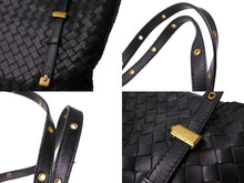 Load image into Gallery viewer, BOTTEGA VENETA ボッテガヴェネタ イントレチャート ハンドバッグ 162937 V00A2 1000 レザー ブラック ゴールド 美品 中古 65338