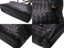 Load image into Gallery viewer, BOTTEGA VENETA ボッテガヴェネタ イントレチャート ハンドバッグ 162937 V00A2 1000 レザー ブラック ゴールド 美品 中古 65338