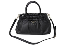 Load image into Gallery viewer, PRADA プラダ リボン 2wayショルダーバッグ ハンドバッグ トライアングルロゴ BN1677 レザー ブラック シルバー 美品 中古 65340