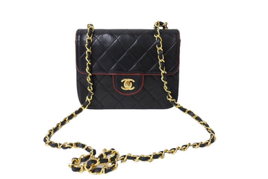 CHANEL シャネル ショルダーバッグ ココマーク 11番台 2007年 ミニマトラッセ ラムスキン ブラック ゴールド金具 美品 中古 65350