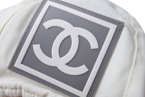 CHANEL シャネル ココマーク スポーツライン ニット帽 ジェニー愛用 ポリアミド コットン ホワイト ベージュ M 美品 中古 65352