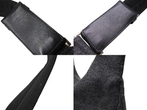 PRADA プラダショルダーバッグ トライアングルロゴ グレーコットン シルバー金具 美品 中古 65353 